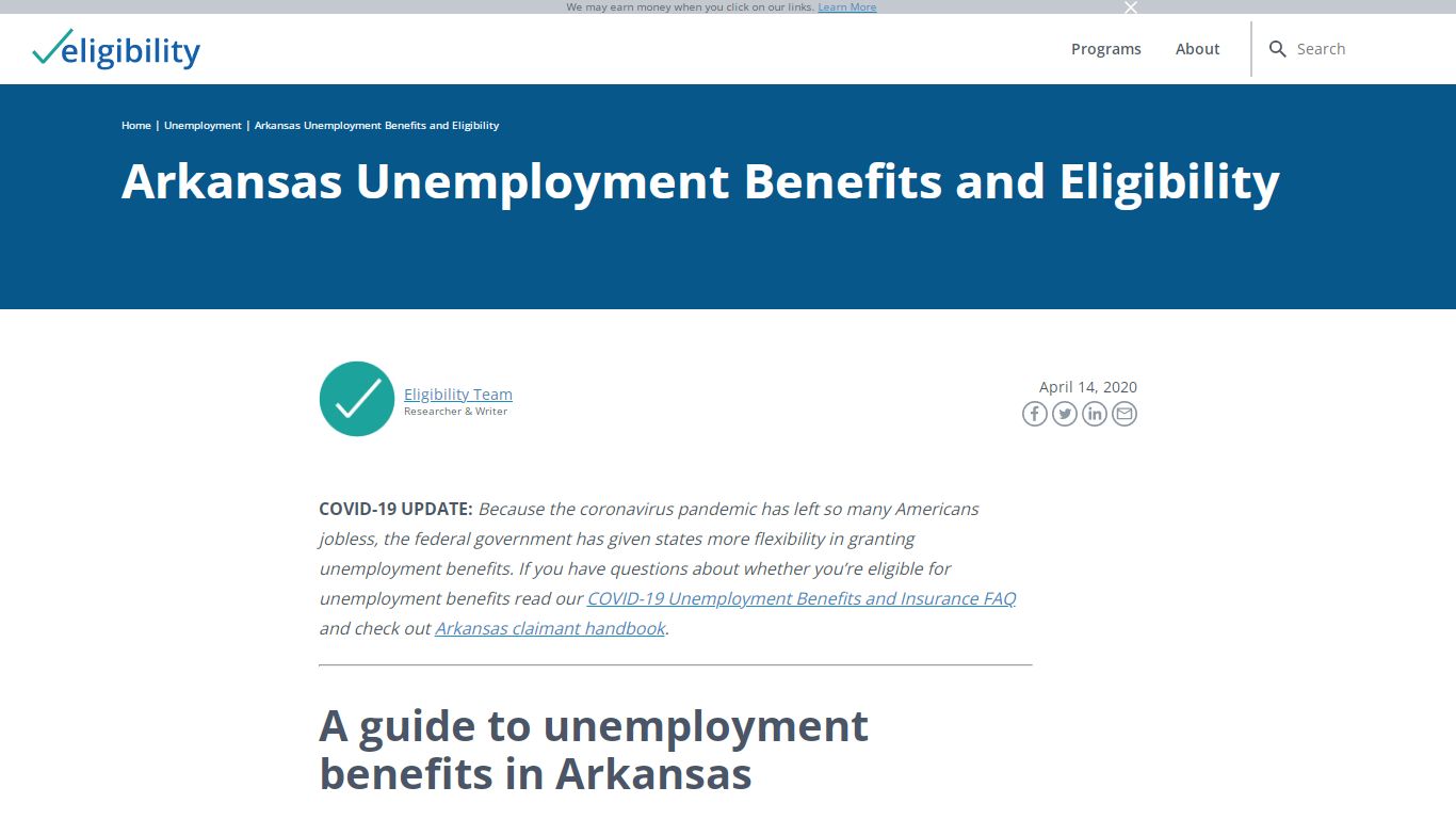 Arkansas (AR) Unemployment Guide - Eligibility